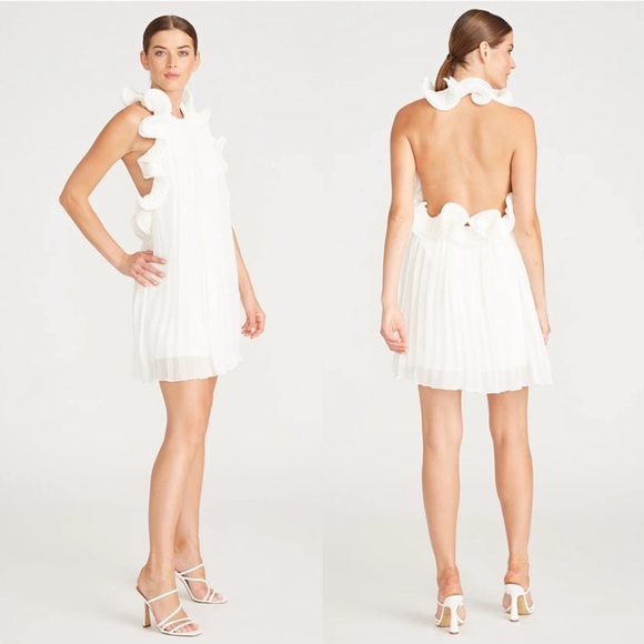 AMUR Dresses & Skirts - AMUR Mimi White Ruffled Pleated Mini Dress